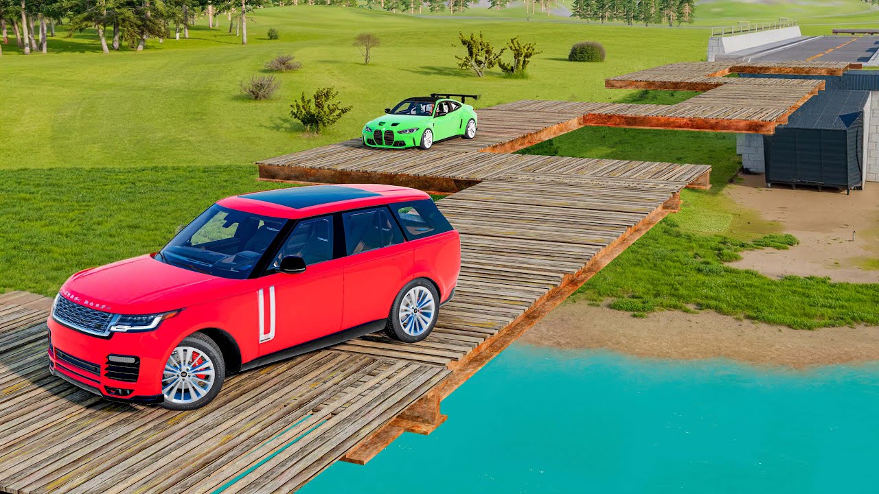 Cars vs Zig Zag Bridge Bridge Drive Challenge Ends in Total Destruction!