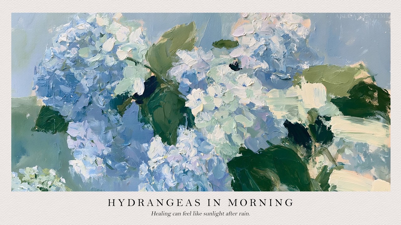 Relaxing Piano Music 💙 Peaceful Morning Hydrangeas for Study & Relaxation