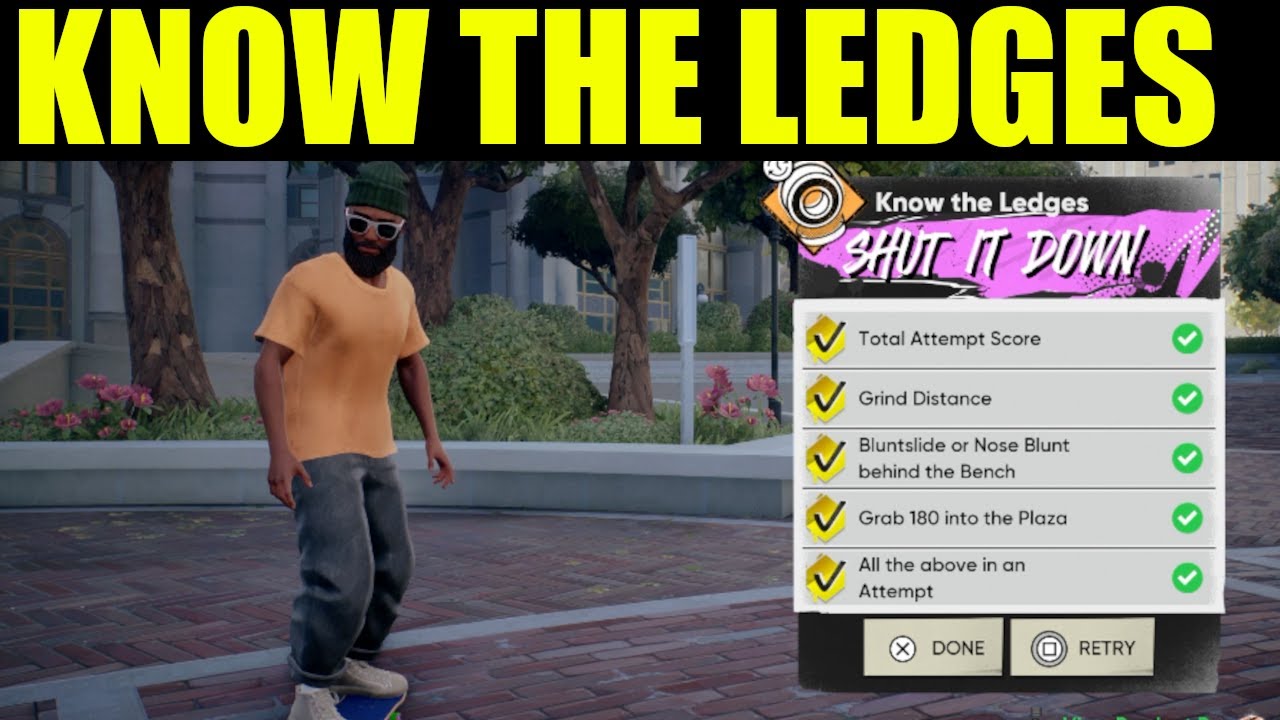 Skate 4 - how to bluntslide or nose blunt | know the ledges goals guide | all above in one attempt