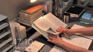 1-HOUR study with me 📚⛈️ rain sounds & pomodoro timer 50 & 10 .23