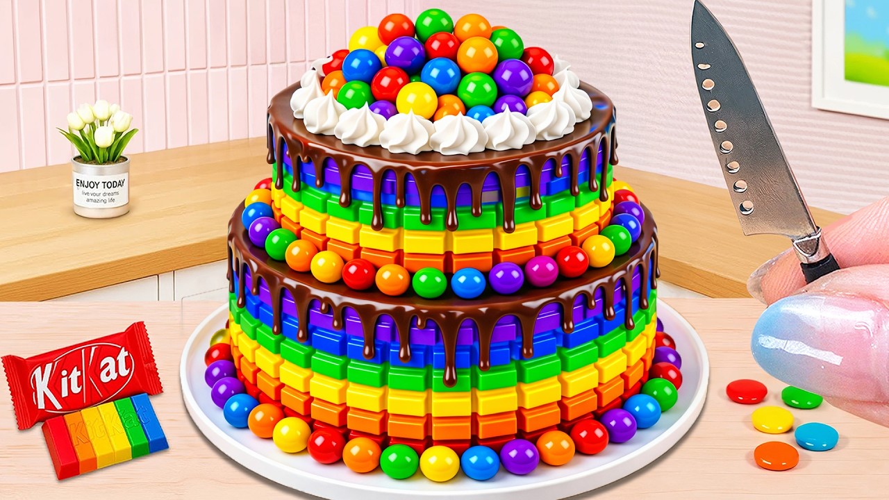 Perfect Rainbow Cube Chocolate Cake 🌈 ASMR Satisfying Miniature Cake Decorating ✨ The Cake Corner