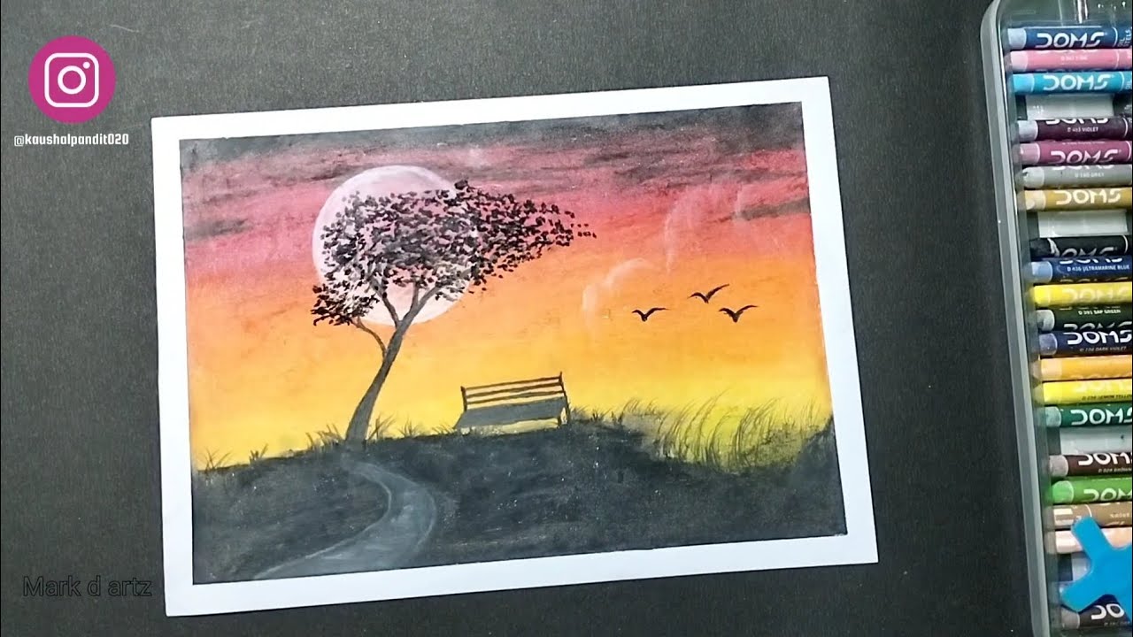 oil pastel colour drawing //with 8 colour How to drow easy step by