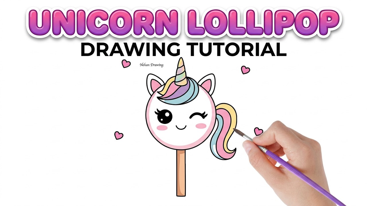 How to Draw a Cute Unicorn Lollipop Step by Step | Easy Kawaii Drawing ...