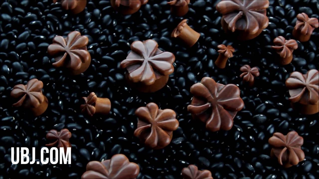 Shamrock Saba Wood Plugs (2G - 1 Inch) | UrbanBodyJewelry.com body piercing valparaiso