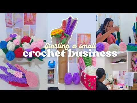 STARTING A SMALL CROCHET BUSINESS | the process of crocheting, packing orders, first launch