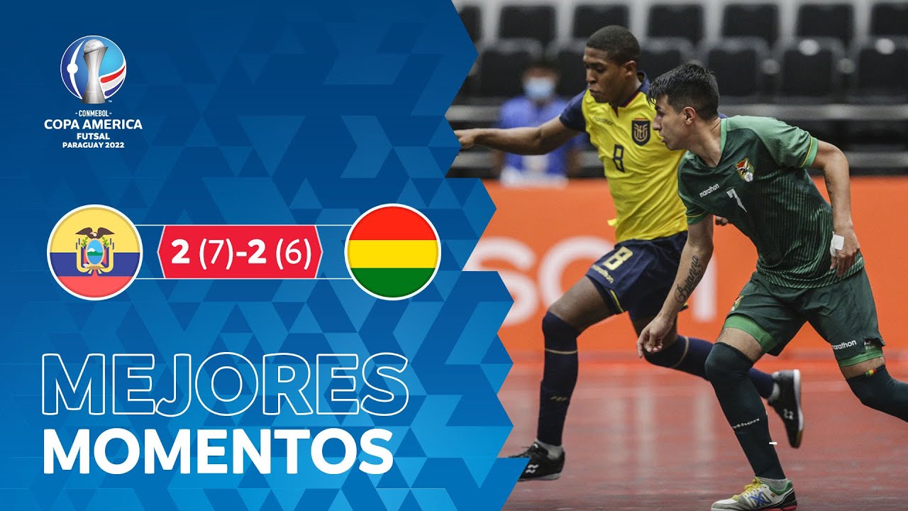 Thumbnail do vídeo: CONMEBOL Copa América Futsal 2022 Highlights  Ecuador 2 (7) - 2 (6) Bolivia   7º puesto