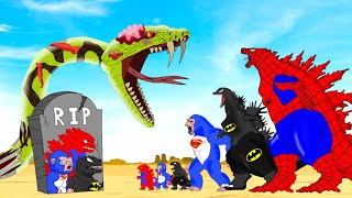 Rescue Baby SPIDER GODZILLA &amp; KONG vs GIANT PYTHON ZOMBIE : Who Will Win?| Godzilla Cartoon