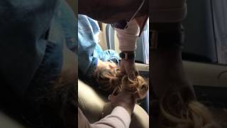 Boyfriend cuts girlfriend's ponytail off
