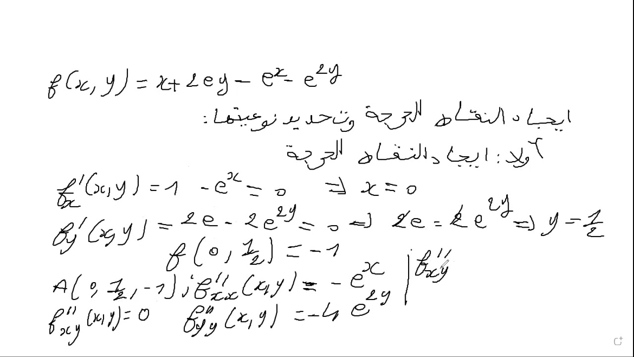 تابع 1مراجعة1 ايجاد النقاط الحرجة و تحديد نوعيتها