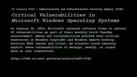 Cyber Alerts & Tips - Critical Vulnerabilities in Microsoft Windows Operating Systems