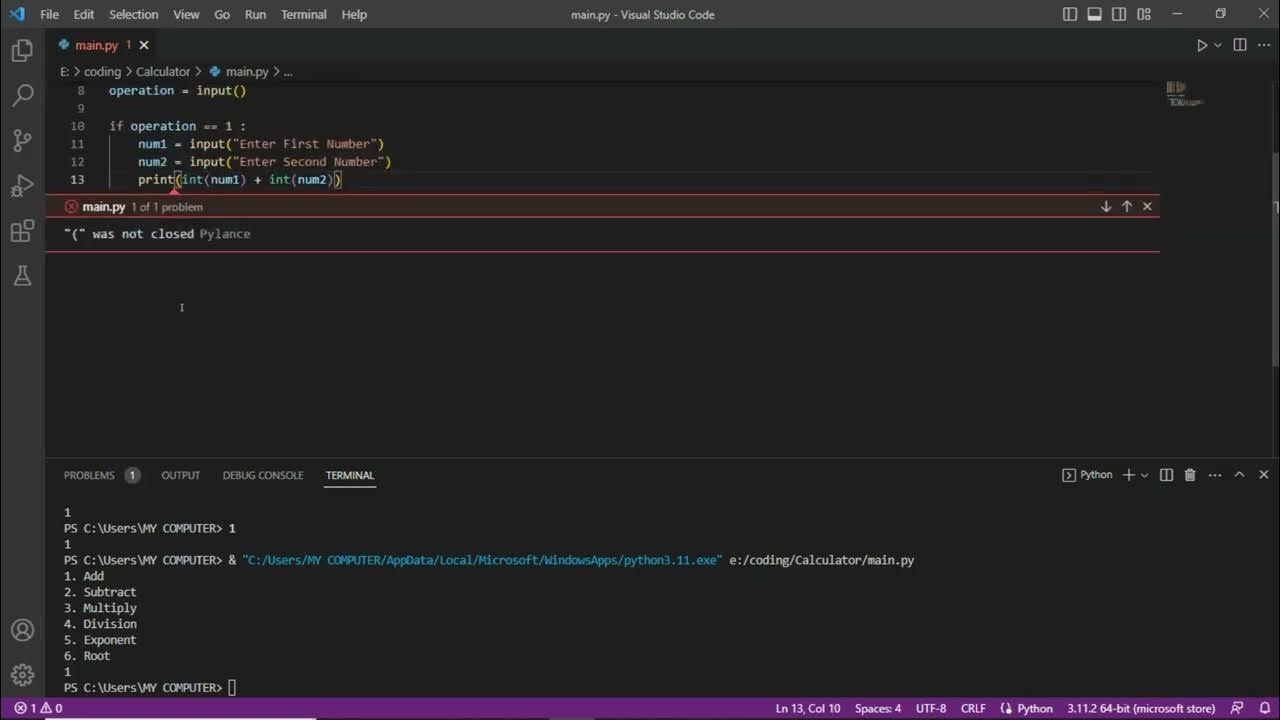 How to make a Basic Calculator in python - YouTube
