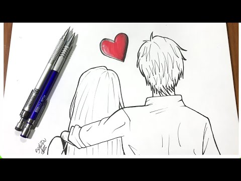 COMO DIBUJAR A UNA PAREJA NOVIOS TUMBLR, dibujos de amor - YouTube