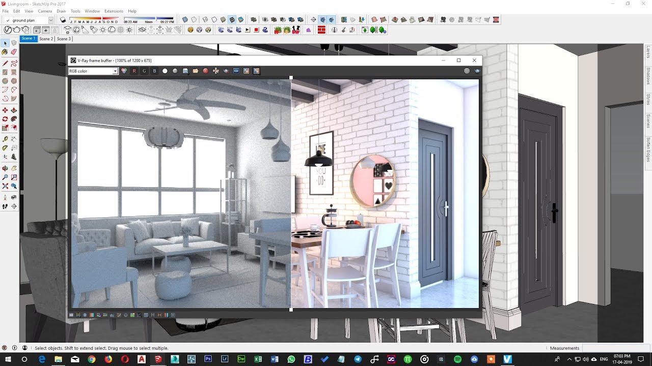 Interior Rendering Settings In Sketchup 2017 Vray 3 4 Tutorial Basic Lighting Setup