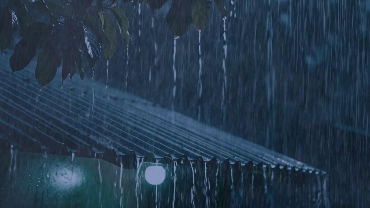Torrential Rain & Powerful Thunder on a Metal Roof on a Stormy Night to Sleeping and Relaxing Mind