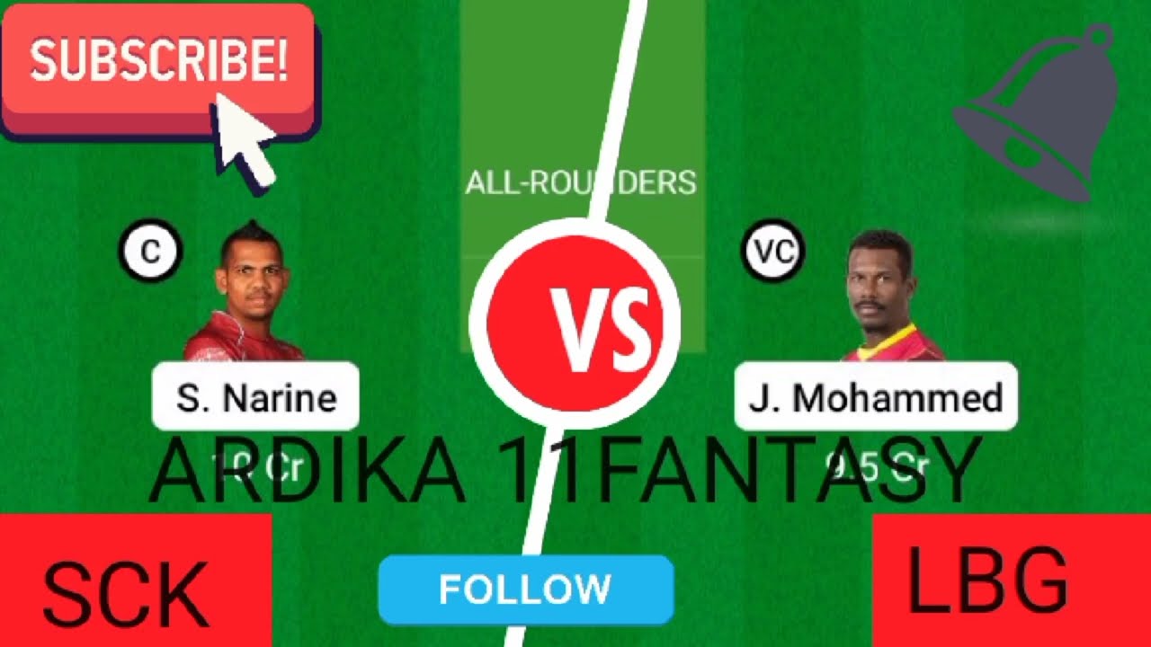 SCK VS LBG T10 Team||Ardika11fantacy team||