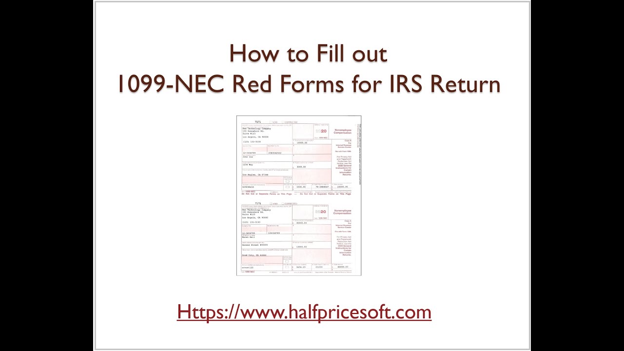 How To Fill Out 1099 Nec Red Forms For Irs Return Youtube