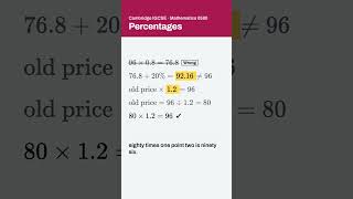 IGCSE Maths 0580: $76.80 or $80? Reverse percentages #igcse #maths
