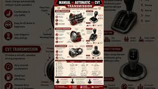 ⚙️ Manual vs Automatic vs CVT Which Transmission is Best for You? 🤔Buying a new car but confused?