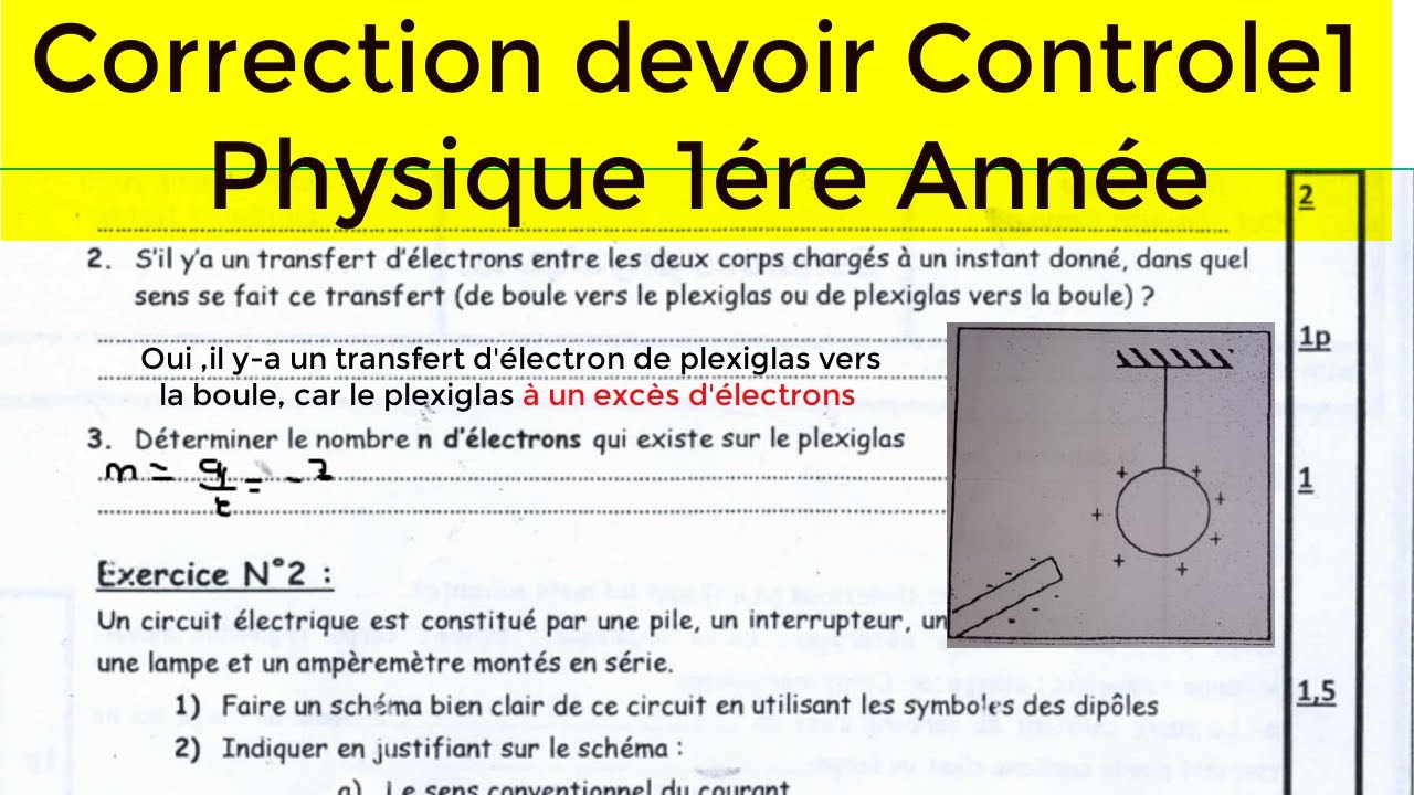 Correction devoir de Controle n°1 1ére Année  Electrisation