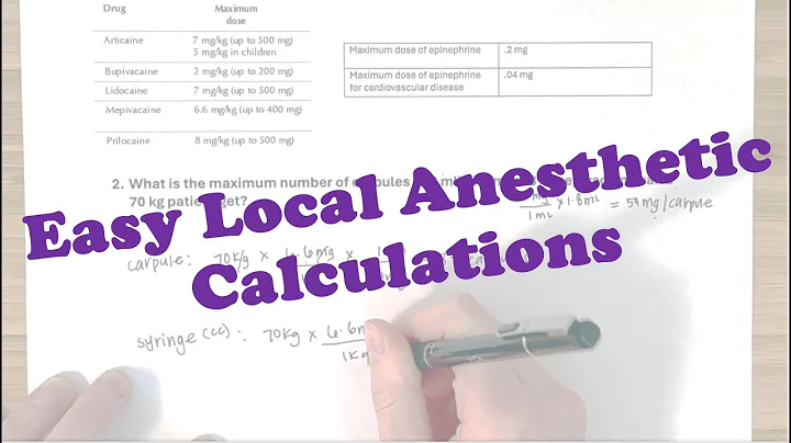 Local Anesthetic Max Dose Sample Questions/ Calculations