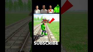 🤯Can Hulk Stop the GTA v unstoppable train 🚂🔥 Indian bike driving 3d #shorts #gaming #challenge