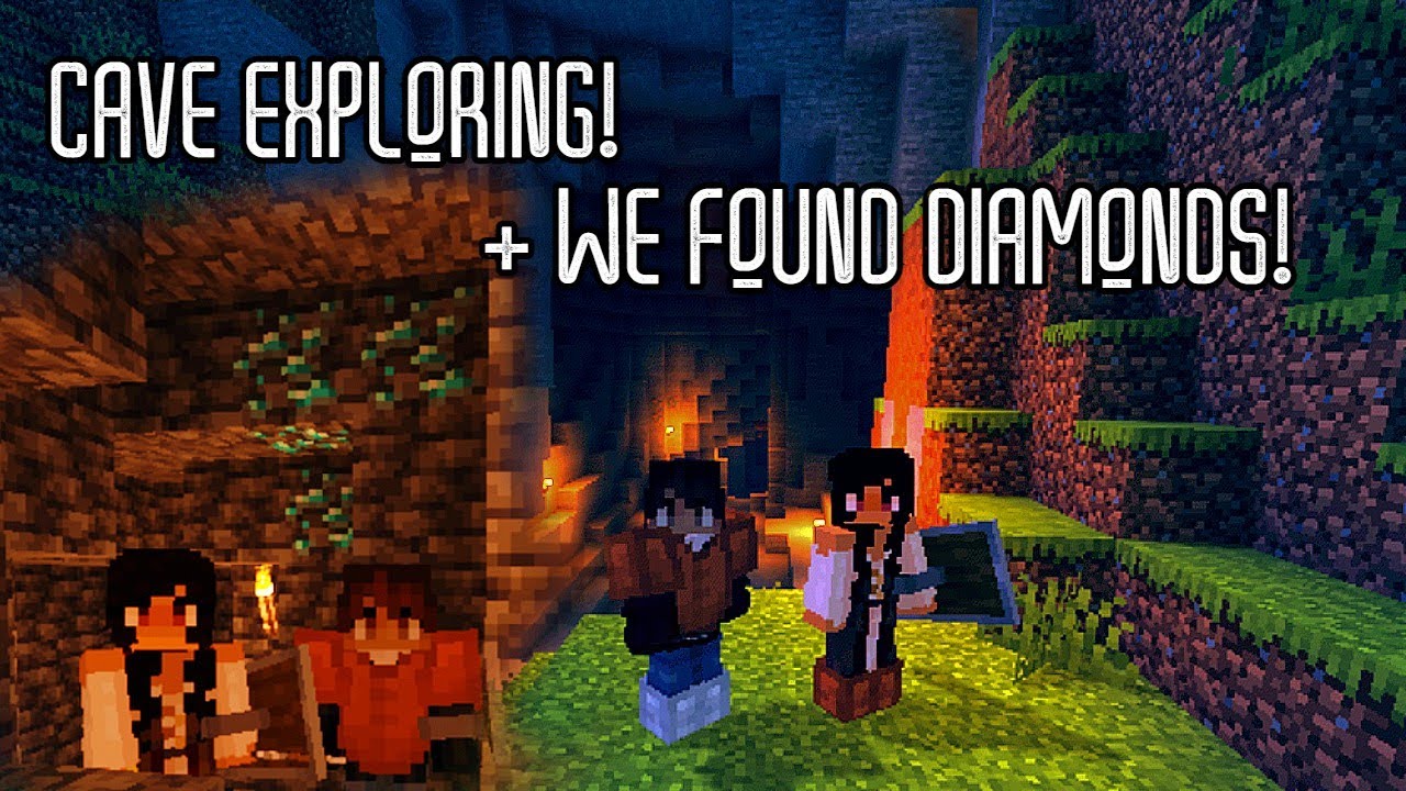 CAVE EXPLORING! + WE FOUND DIAMONDS [Minecraft] - YouTube