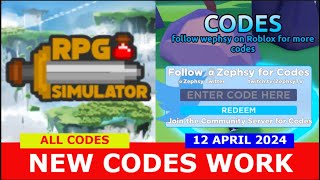 *NEW CODES WORK* [2X Stats] RPG Simulator ROBLOX | ALL CODES | APRIL 12, 2024
