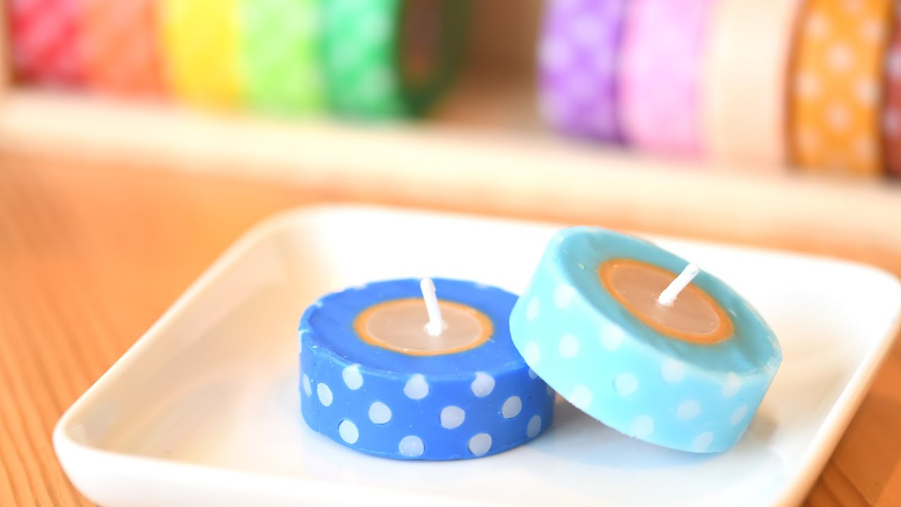 色、整列。マスキングテープみたいなキャンドル作り。diy craft Masking tape candle