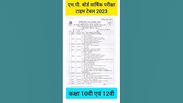 Class 10th, 12th MP Board Exam Time Table 2023 #viralshorts #shorts #timetable #mpboard