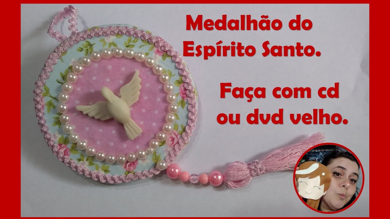 Medallhão Espírito Santo - Faça esse lindo artesanato com CD ou DVD velho.