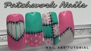 Patchwork Nails | Gel Polish Design | Cartoon Style Patch Work Nails | Nail Art Tutorial