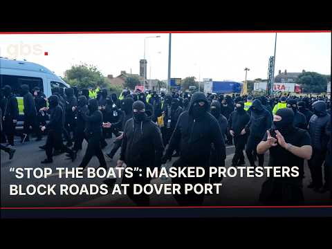 “Stop The Boats”: Masked Men In Black Protest At Dover Port Over Small Boat Crossings | AM1C