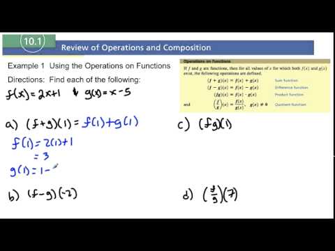 10.1 Example 1 Using Operations on Functions - YouTube