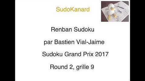 Renban Sudoku, par Bastien Vial-Jaime (Sudoku Grand Prix 2017, round 2, grille 9)