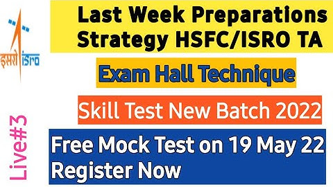 Last Week Preparation strategy | isro hsfc | skill test | isro technical assistant | jaysutra