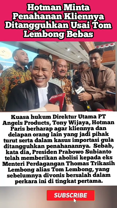 Hotman Minta Penahanan Kliennya Ditangguhkan Usai Tom Lembong Bebas#hotmanparishutapea