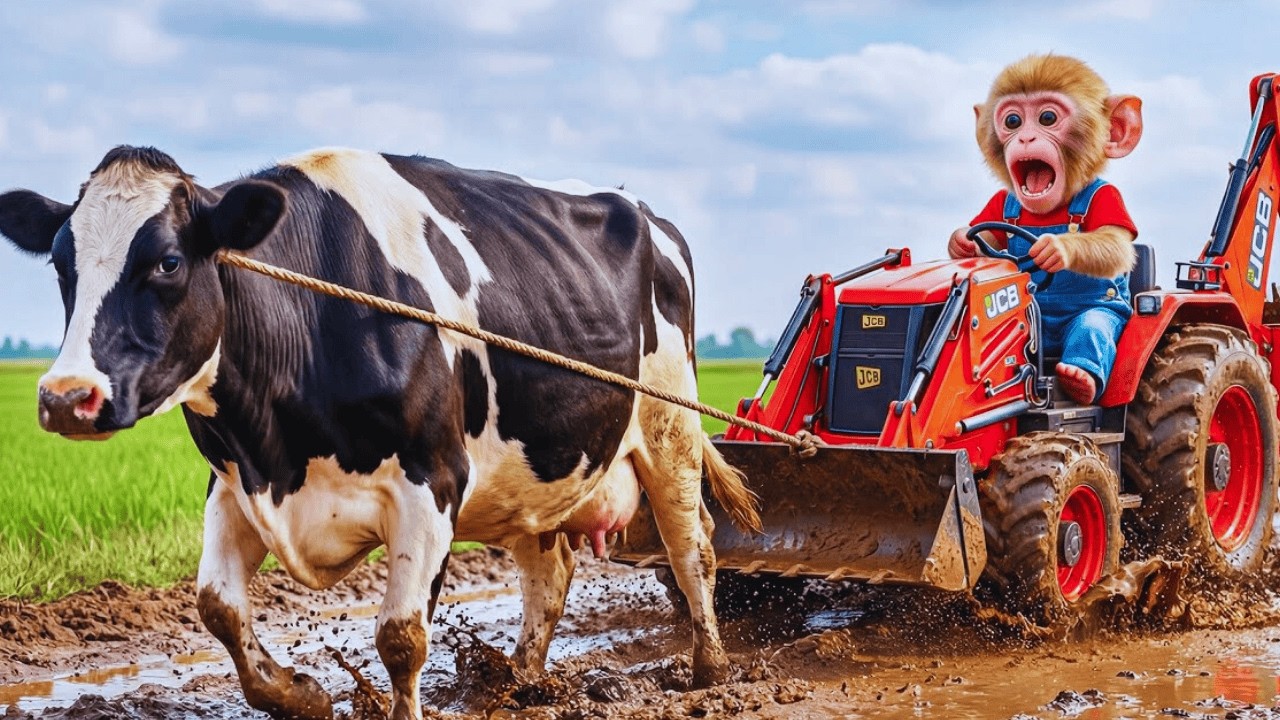 Monkey Nana Uses JCB to Rescue a Puppy from a Deep Pit… The Ending Will Shock You! 😱🐶🚜