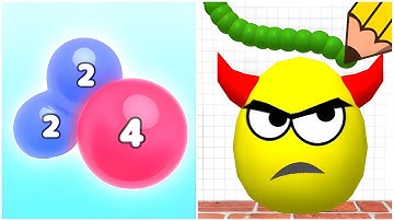 Draw To Smash vs Melty Bubble 2048 - All Levels Games