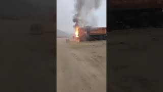 Incendian maquinaria pesada en sector Ruta 1 de Tocopilla