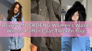 Review MOERDENG Women's Warm Winter Puffer Coat Thicken Fleece Lined Down Jacket Faux Fur Detachable