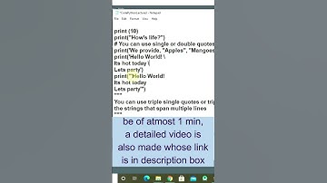 Display multiple lines with single print in python example  #ytshorts #bintuharwani #python3 #escape
