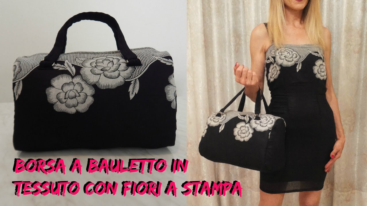 BORSA A BAULETTO IN TESSUTO CON FIORI A STAMPA - NUNZIA VALENTI