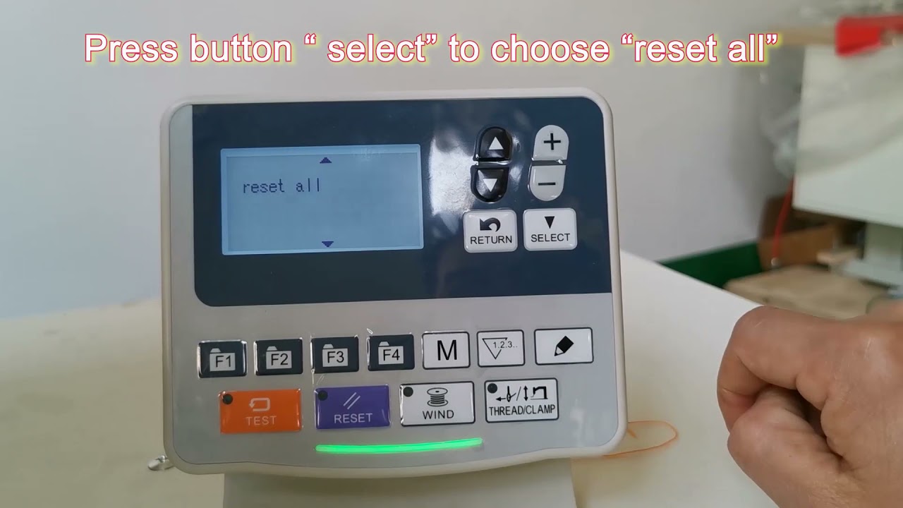 How to factory reset 430 bar tacking sewing machine