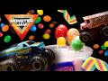 Monster Trucks Jump Into Melted Chocolate! / Trucks vs Food!