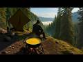 Solo Cliffside Camping ⎮ Cooking Kuymak with Forest View