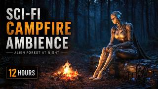 Sci-Fi Forest Campfire Ambience 🌌 12 Hours of Deep Sleep, Relaxation &amp; Alien Night Sounds
