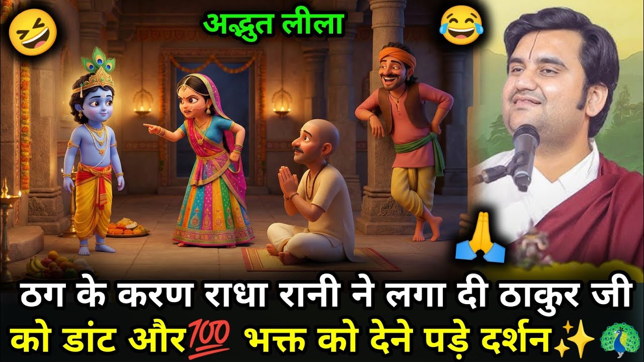 ठग के करण राधा रानी ने लगा दी ठाकुर जी को डांट और भक्त को देने पड़े दर्शन | Indresh Ji #krishnakatha