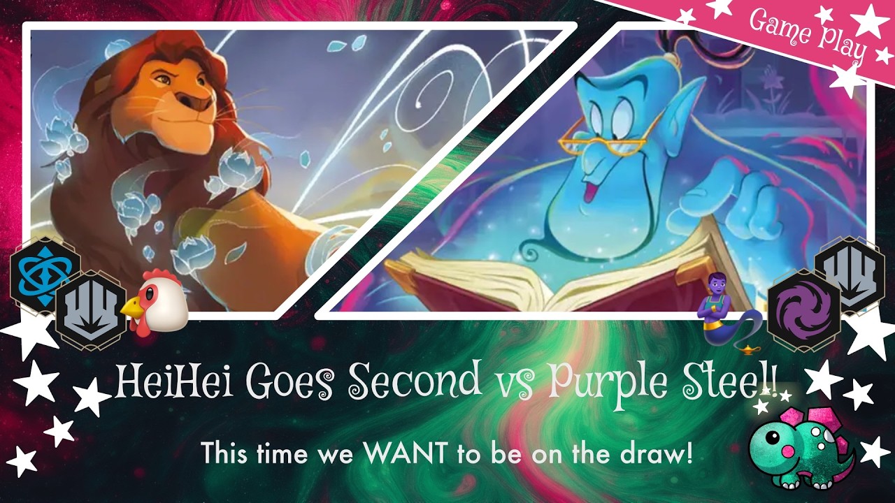 Maybe Meta: 💙🤍 HeiHei Goes Second vs 💜🤍 Purple Steel! | Lorcana Game Play | Deck Analysis