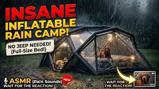 MOST COSY SOLO CAMPING in Heavy Gloomy Rain | Giant Transparent Inflatable Tent, ASMR