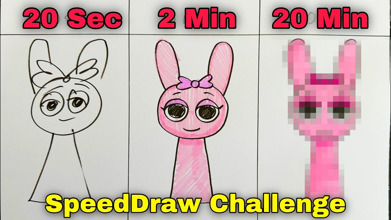 Drawing INCREDIBOX SPRUNKI ( PINKI ) in 20 Sec, 2 Min and 20 Min.